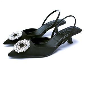 Zara Shimmery Slingback Heels